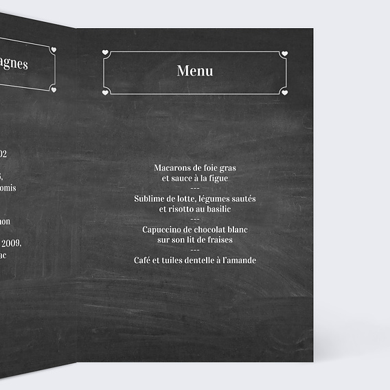 Menu mariage Pastille Ardoise Intérieur Droit
