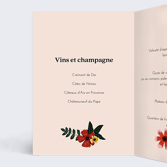Menu Mariage Anémone