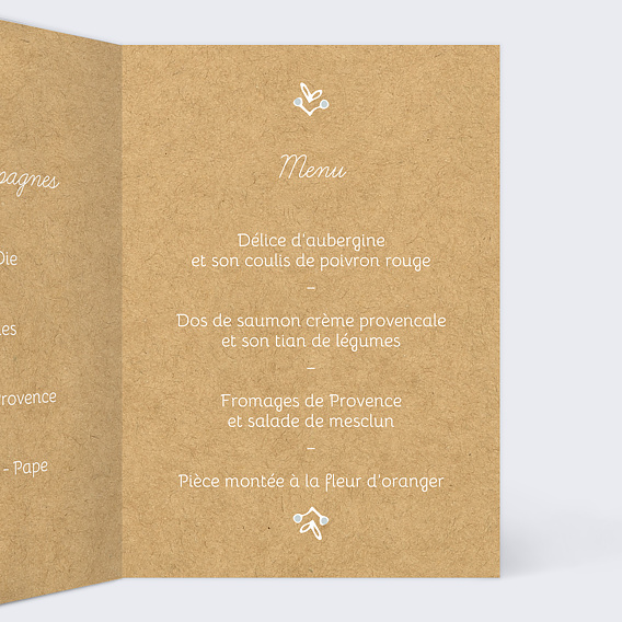 Menu mariage Timeline Dentelle Intérieur Droit