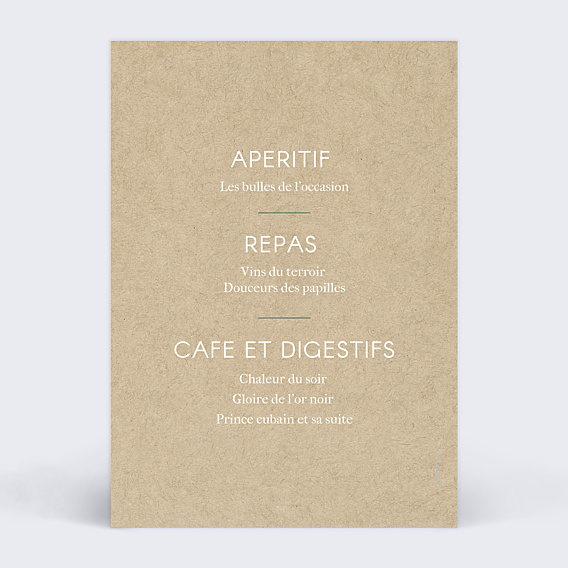 Menu Mariage Ombrage