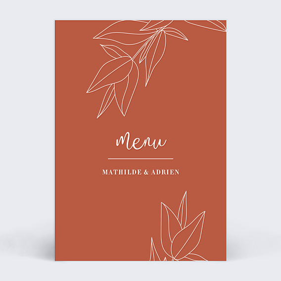 Menu Mariage Terracotta Flowers