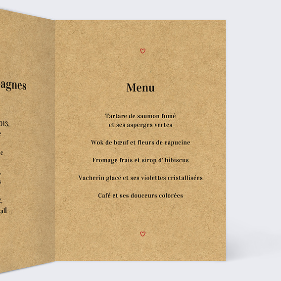 Menu mariage Timeline Intérieur Droit