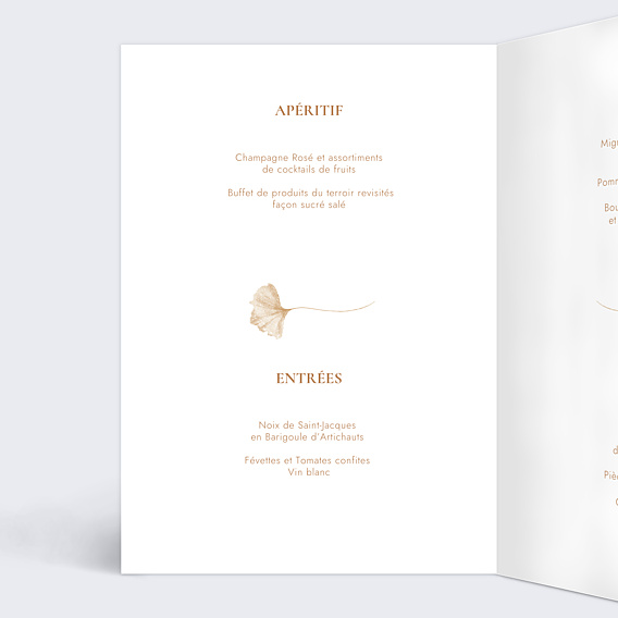 Menu Mariage Ginkgo délicats