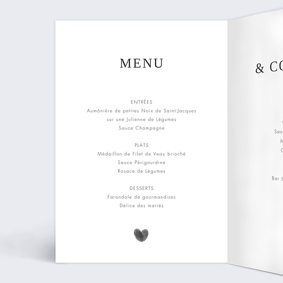 Menu mariage Fait main Intérieur Gauche