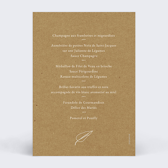Menu Mariage Esquisse Bohème