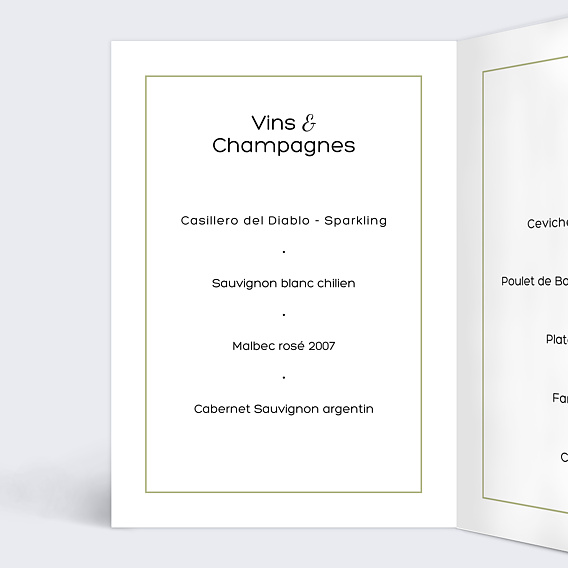 Menu mariage Graphique Intérieur Gauche