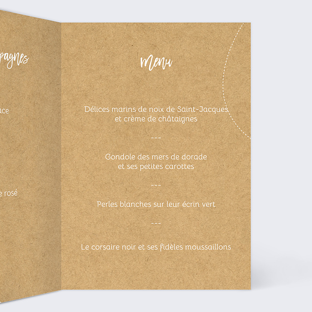 Menu de Mariage Ensemble en Vadrouille Intérieur Droit