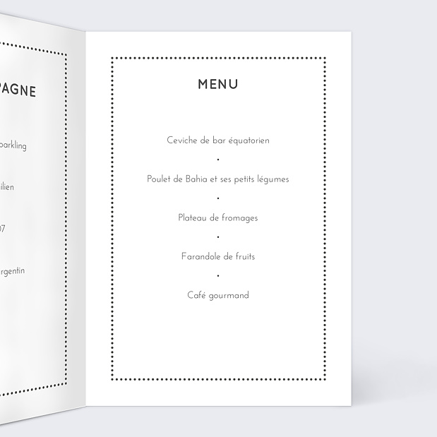 Menu de mariage Lettres chic Intérieur Droit
