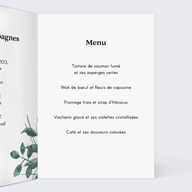 Menu de mariage Luxe Intérieur Droit