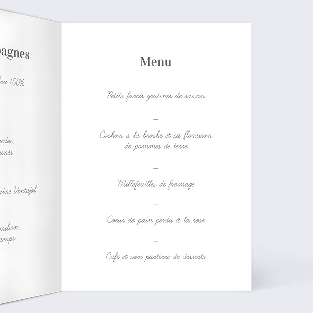 Menu Fleurs des Champs Intérieur Droit
