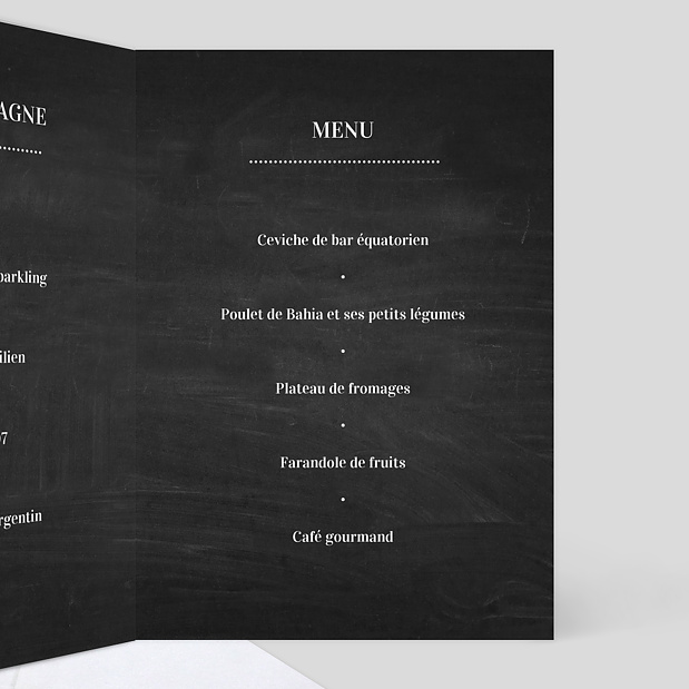 Menu de mariage Photomaton ardoise Intérieur Droit