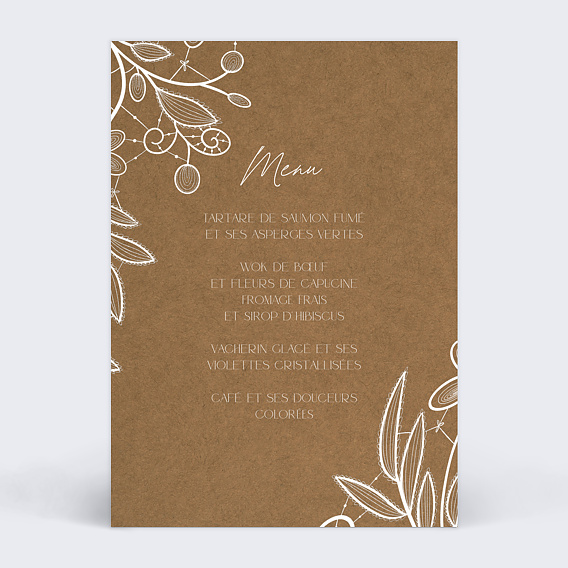 Menu Mariage Dentelle Kraft II