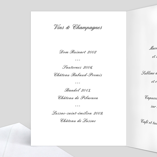 Menu de Mariage Classique Multiphotos Intérieur Gauche