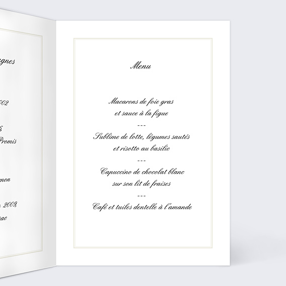 Menu mariage Classique Cadre Multiphotos Intérieur Droit