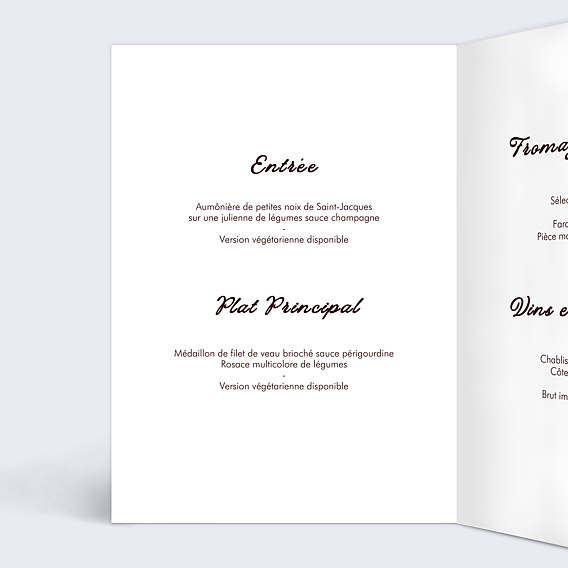 Menu mariage Jardin botanique Intérieur Gauche