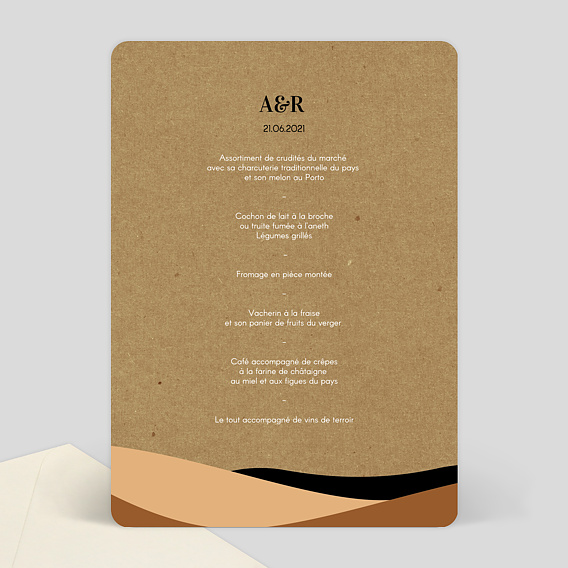 Menu mariage Art Kraft Verso