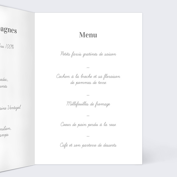 Menu mariage Menu Fleurs des Champs Intérieur Droit