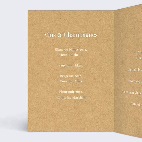 Menu Mariage Lauriers