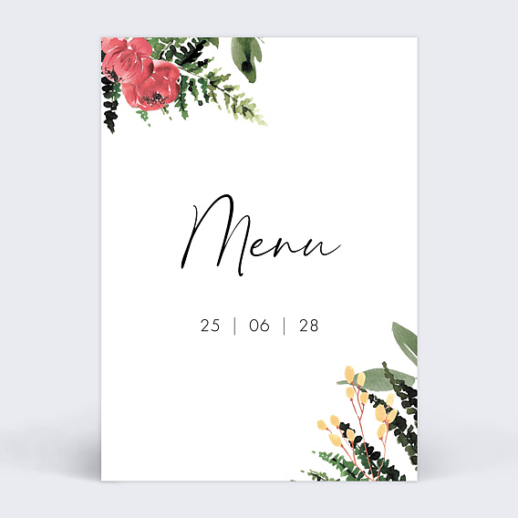 Menu mariage Wild Flowers Recto