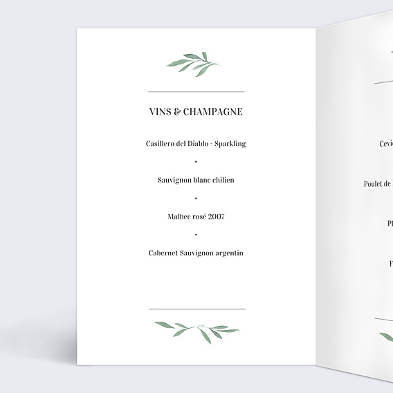Menu Mariage Couronne de Laurier