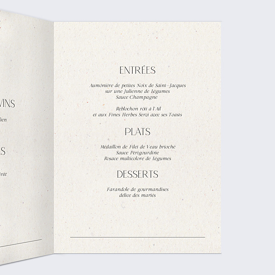 Menu Mariage Notre essentiel