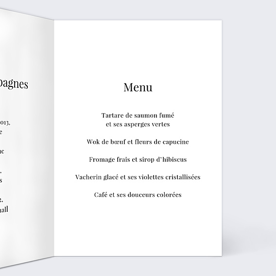 Menu Mariage Calligraphie