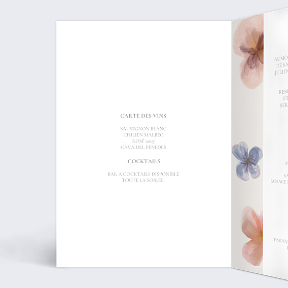Menu Mariage Profusion aqurelle