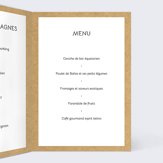 Menu Mariage Lune de Miel