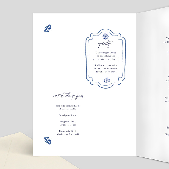 Menu mariage Azulejos Intérieur Gauche