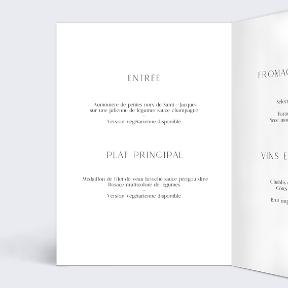 Menu mariage Couronne Chic Intérieur Gauche