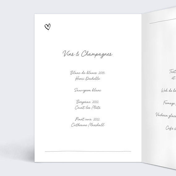 Menu mariage Message Humoristique Menu Intérieur Gauche