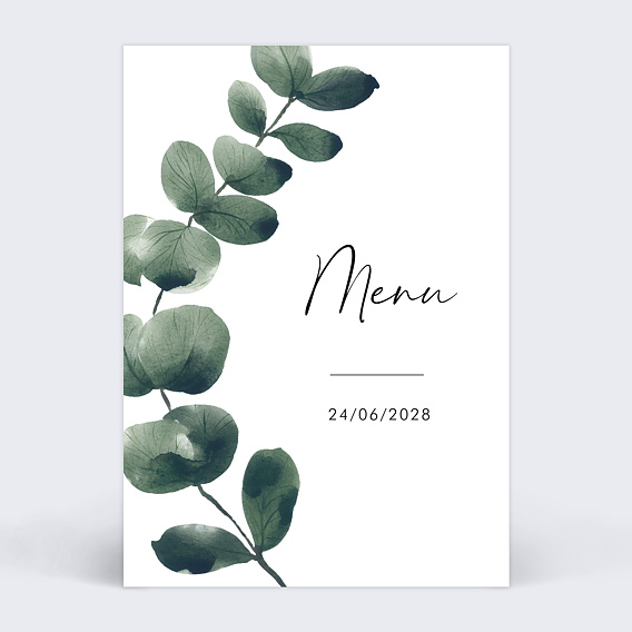 Menu Mariage Branche d'Eucalyptus