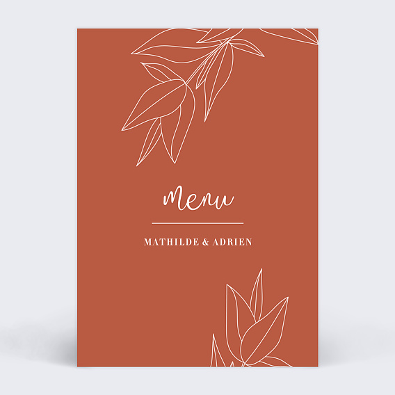 Menu Mariage Terracotta Flowers