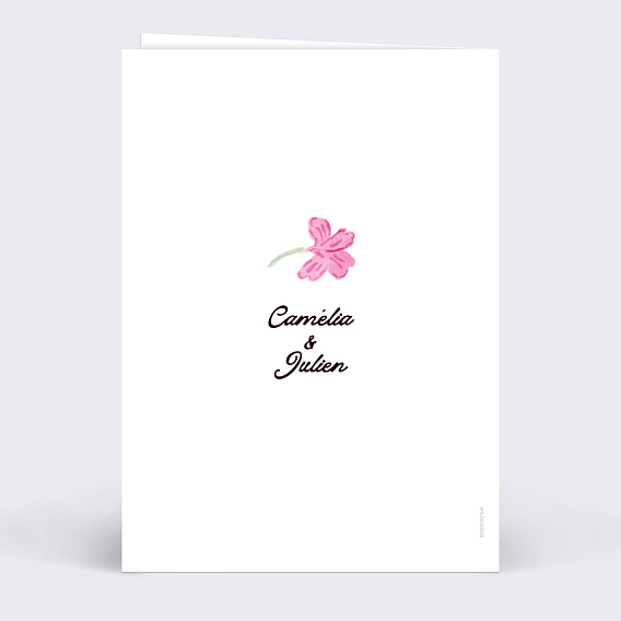 Menu mariage Jardin botanique Verso