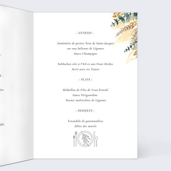 Menu Mariage Bohemia