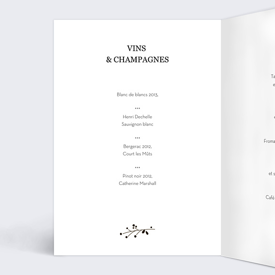 Menu mariage Bois Intérieur Gauche