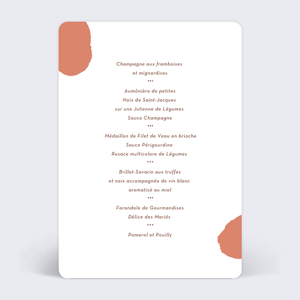 Menu Mariage Aurora Verso