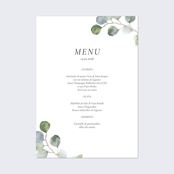 Menu Mariage Poster Eucalyptus