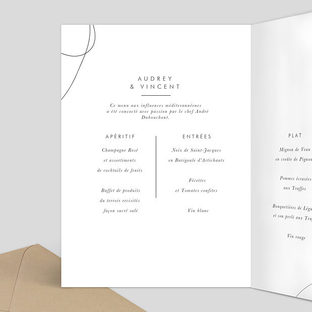 Menu Mariage Affection Intérieur Gauche