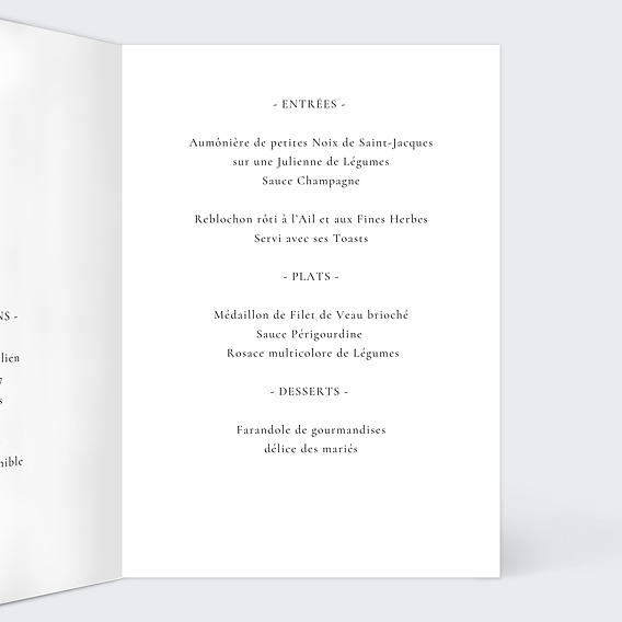 Menu mariage Lettrines Botaniques Intérieur Droit