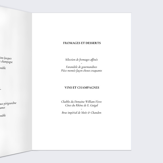 Menu mariage Deux prénoms Intérieur Droit