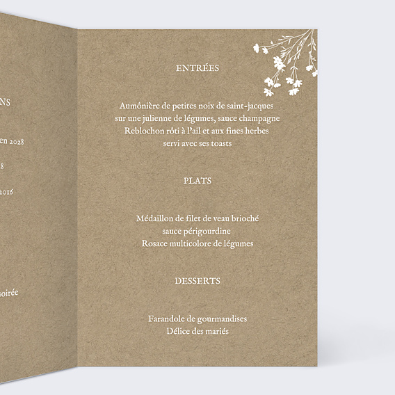 Menu Mariage Bouquet Champêtre