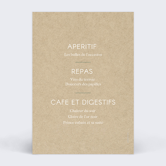 Menu mariage Ombrage Verso