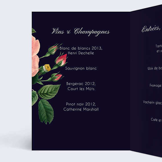 Menu Mariage Flowers
