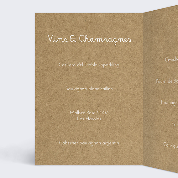 Menu Mariage Corde à Linge