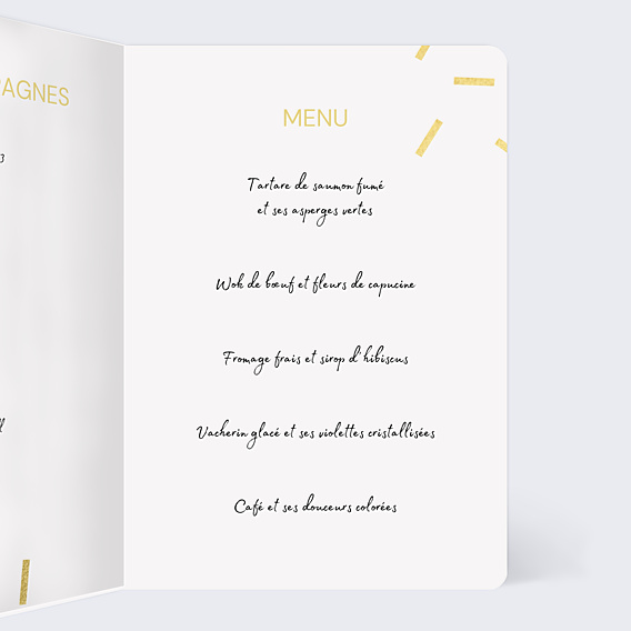 Menu Mariage Paillettes chic