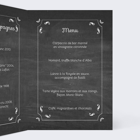 Menu Mariage Feuilles Ardoise