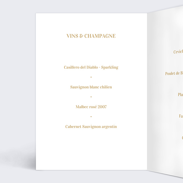 Menu Mariage Manuscrit Intérieur Gauche