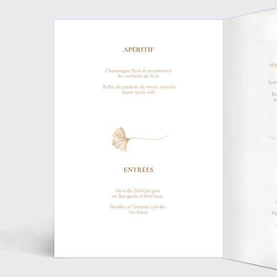 Menu mariage Ginkgo délicats Intérieur Gauche