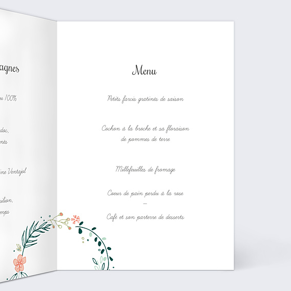 Menu Mariage Couronne de Fleurs